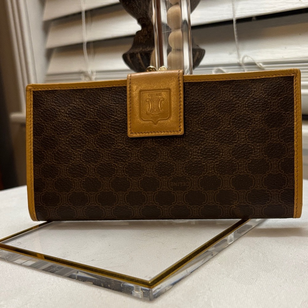 Celine Brown and Tan Monogram Wallet - Picture 1 of 12